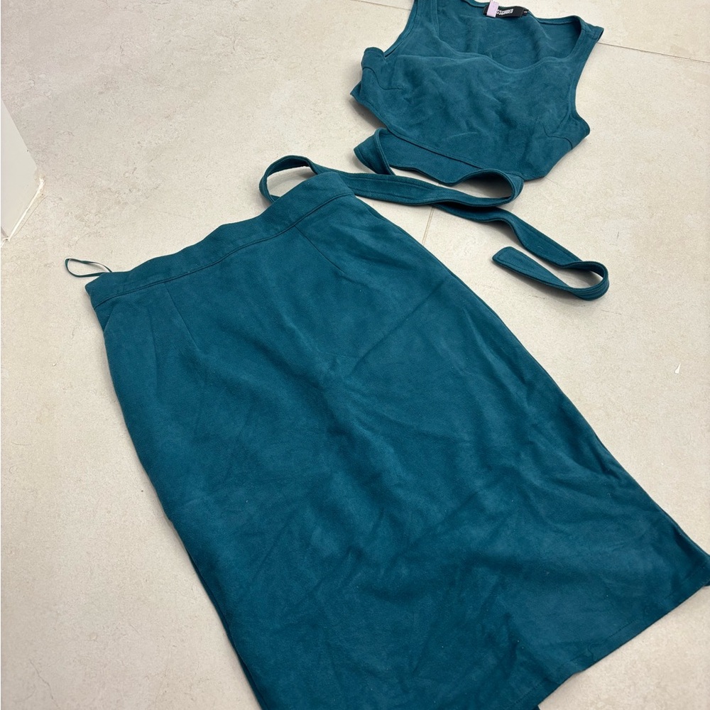 Missguided Teal Midi Skirt Set